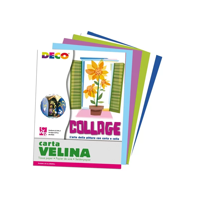 Busta di carta velina 25fg 50x76cm 5 colori freddi assortiti DECO