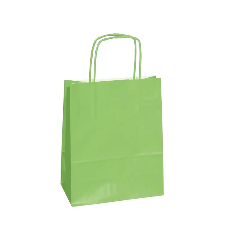 25 shoppers carta kraft 14x9x20cm twisted verde mela FUORI CATALOGO