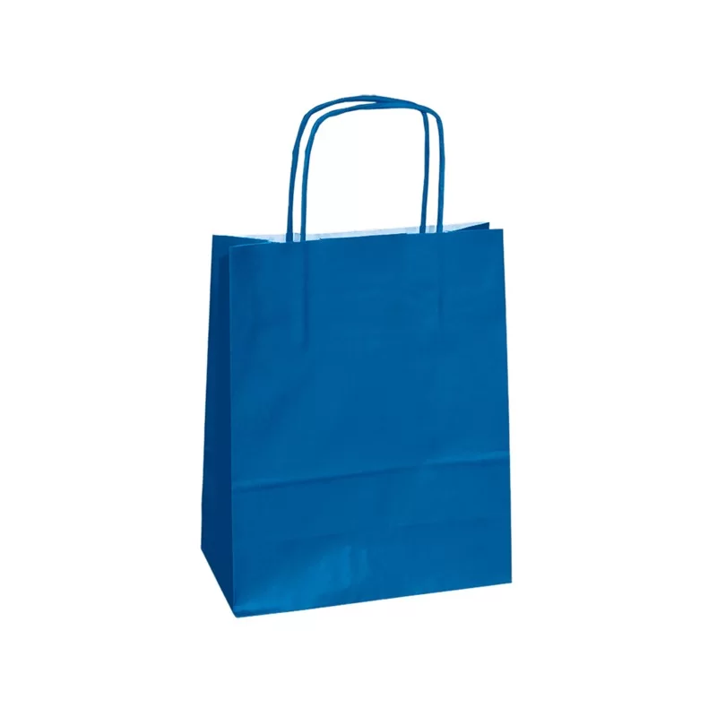 25 shoppers carta kraft 14x9x20cm twisted blu