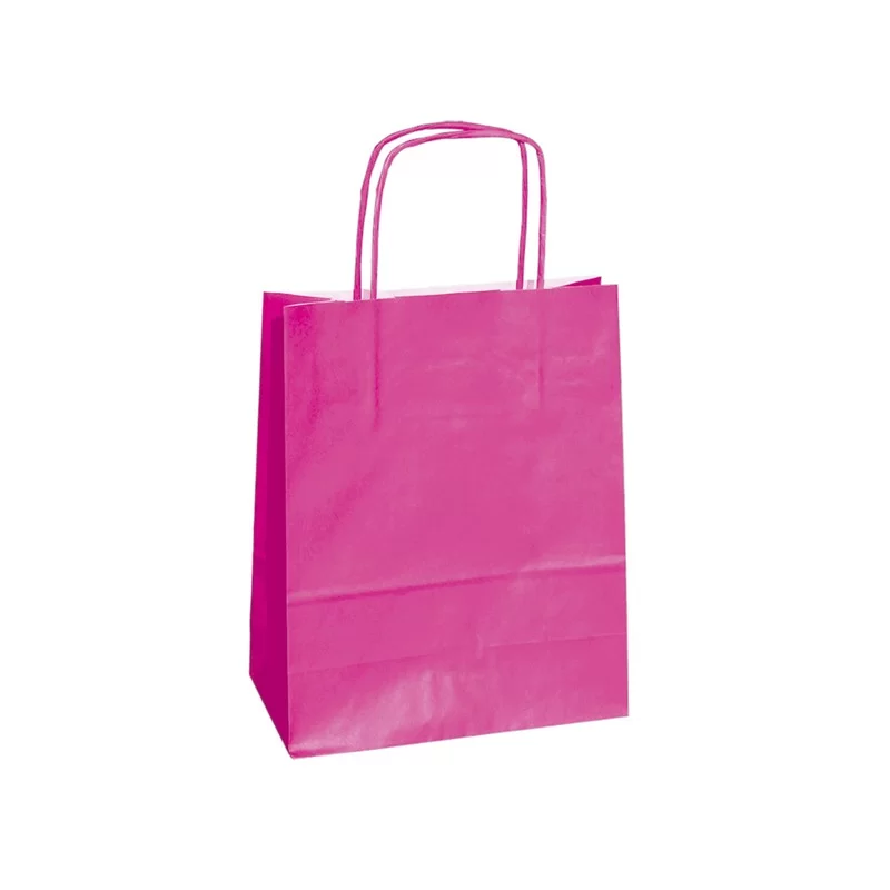 25 shoppers carta kraft 14x9x20cm twisted magenta
