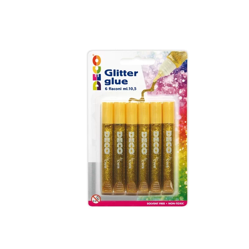 Blister colla glitter 6 penne 10,5ml oro DECO FUORI CATALOGO