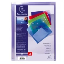 Busta a tasca con velcro in pp colorato f.to 24x32cm per A4 Exacompta (Conf.5)