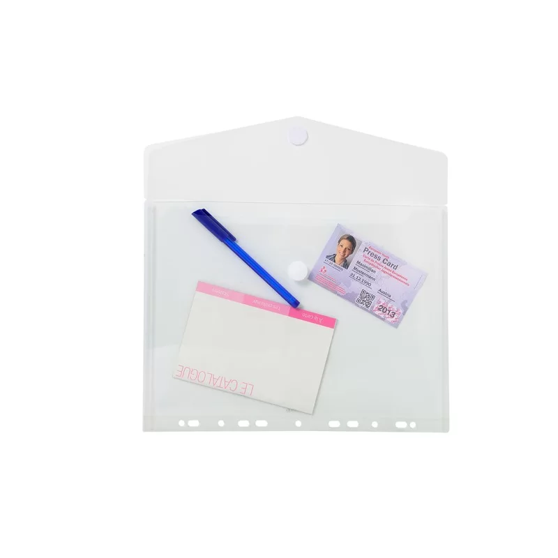 Busta forata c/chiusura in velcro in pp trasp. f.to 24x32cm per A4 Exacompta (Conf.5)