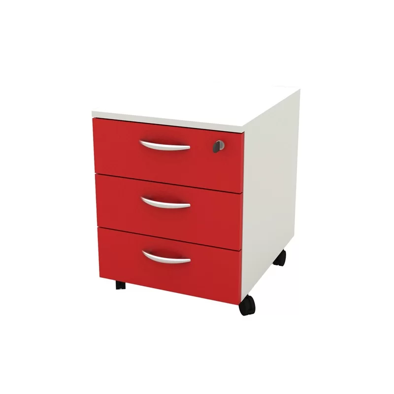 Cassettiera 3 Cass. con ruote Bianco/Rosso - Rainbow