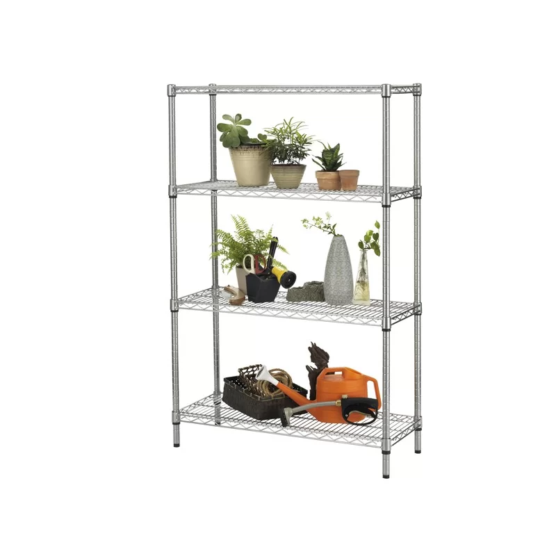 Scaffale 4 ripiani acciaio cromato 36x90cm - H137cm kit Archimede Outdoor