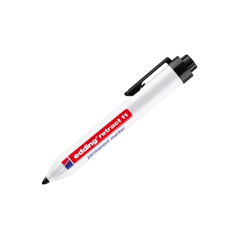 Marcatore permanente 11 Retract punta conica nero Edding