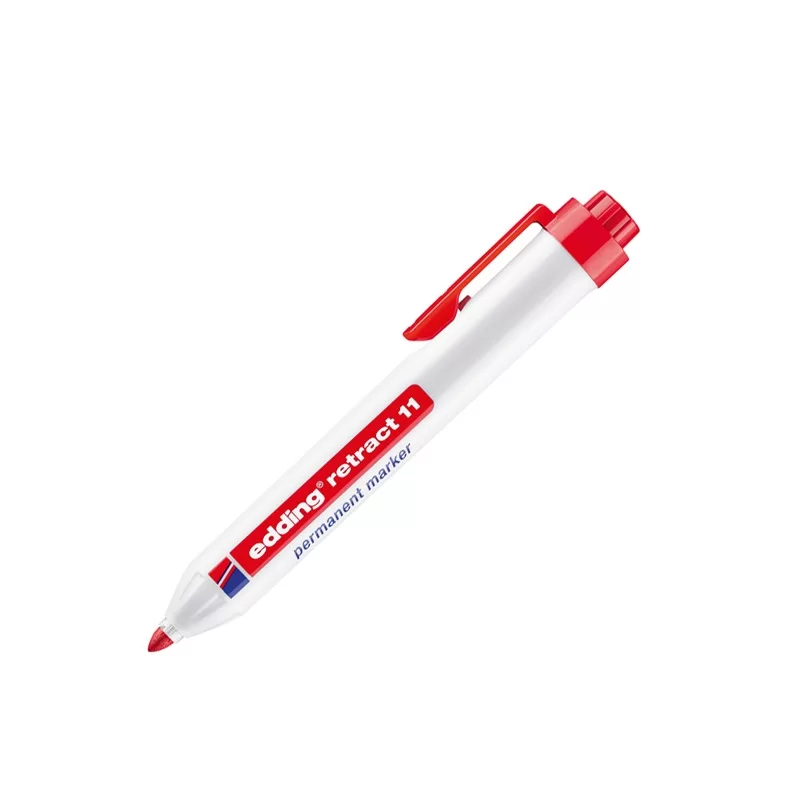 Marcatore permanente 11 Retract punta conica rosso Edding