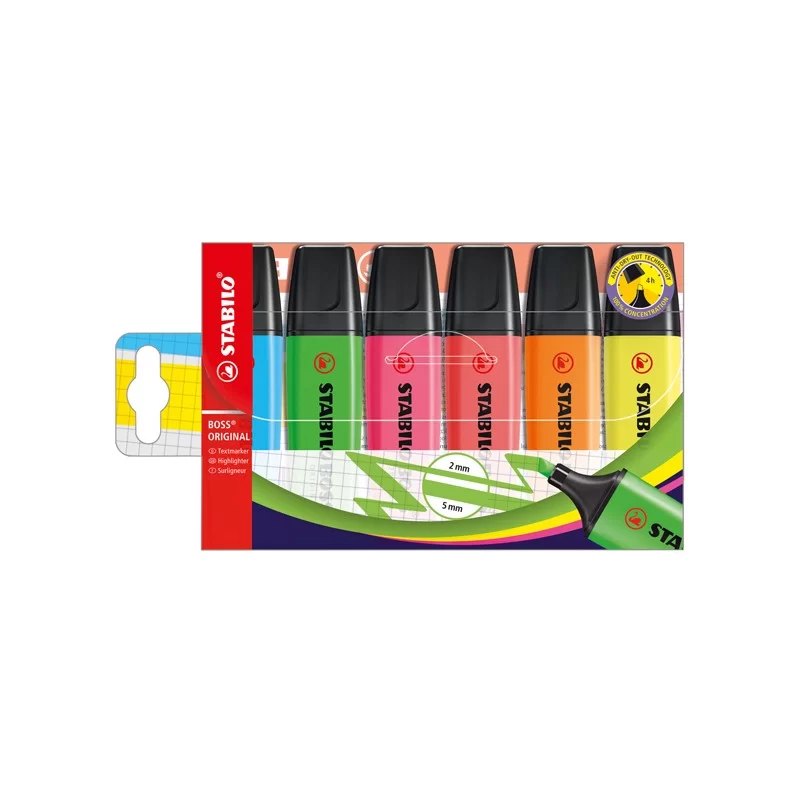 Busta 6 evidenziatori Boss 70 Stabilo
