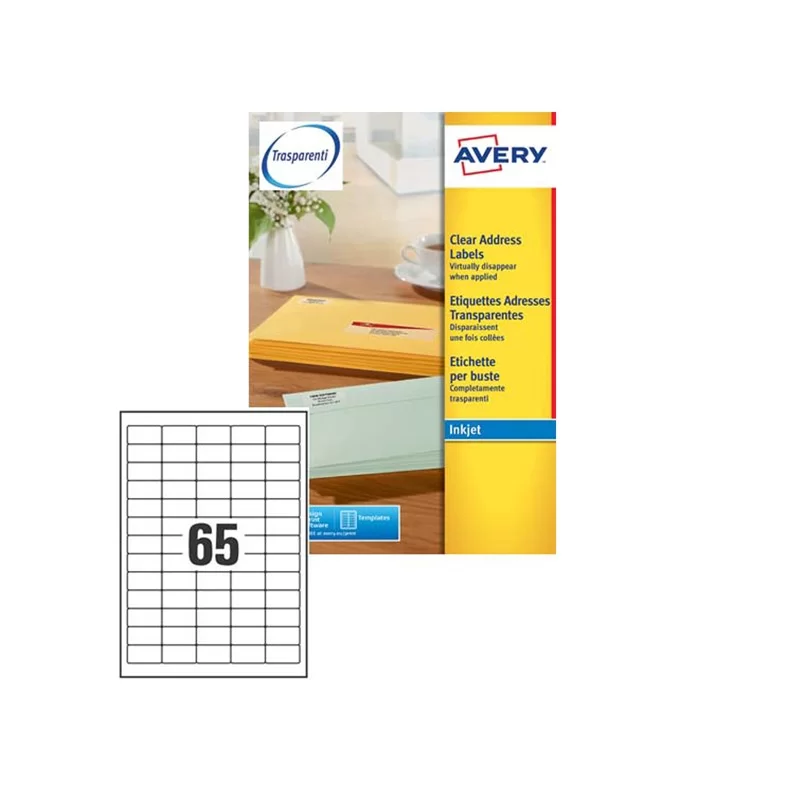 Etichetta adesiva J8651 bianca 25fg A4 38,1X21,2mm (65et/fg) inkjet Avery