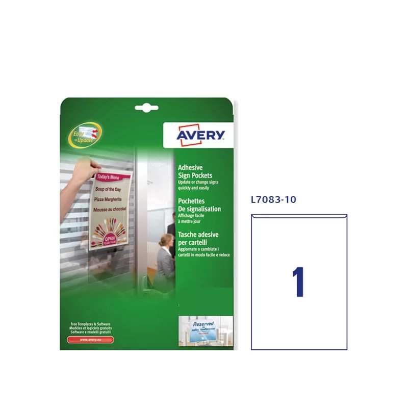 Conf. 10 Tasche adesive A4-21x29,7cm L7083 Avery