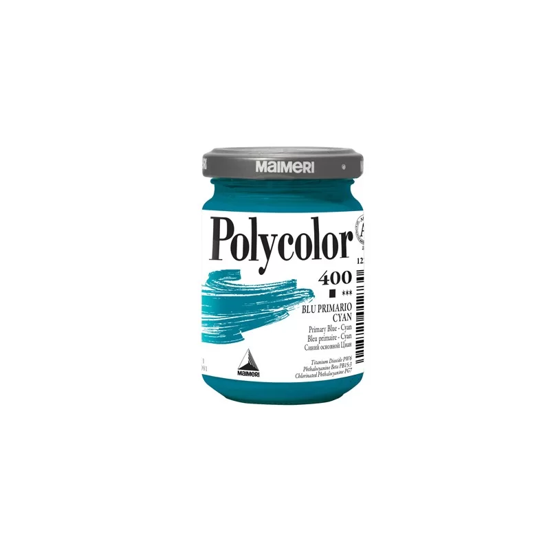 Colore vinilico Polycolor vasetto 140 ml blu primario Cyan Maimeri