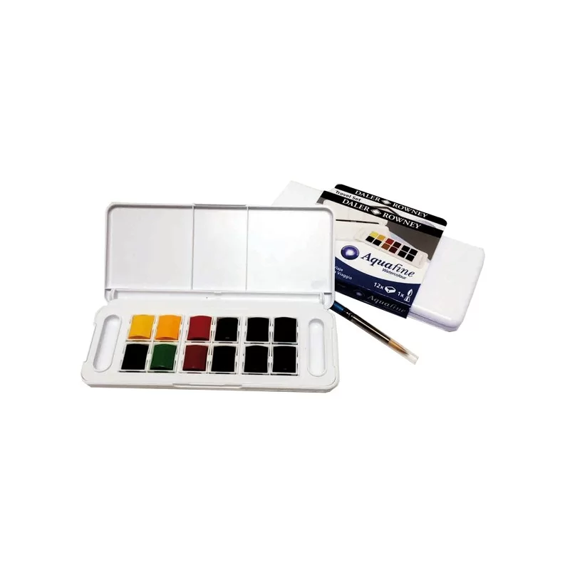 Acquerelli AQUAFINE Scatola in Plastica POCKET 12 godet+pennello Daler Rowney