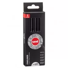 Astuccio Pin fineliner nero 5 gradazioni assortiti Uni Mitsubishi