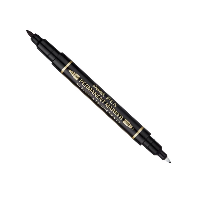 Marcatore permanente Twin Tip doppia punta F/EF nero Pentel (Conf.12)