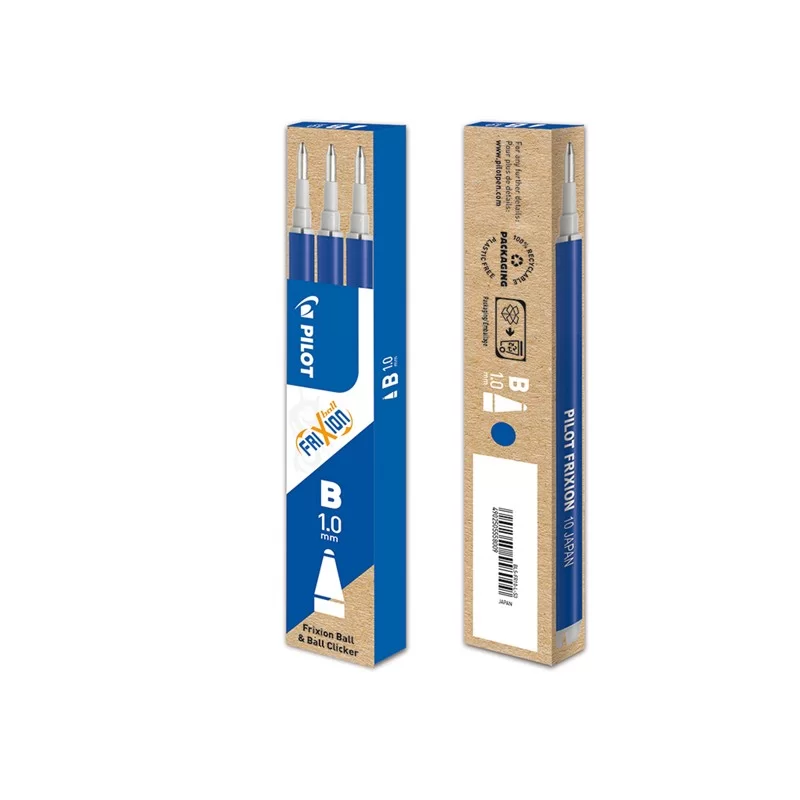 Set 3 refill sfera FRIXIONball CLICKER 1.0mm blu Pilot