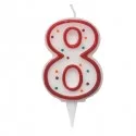 Candelina Zuccherino numero 8 - h. 8.5cm Big Party