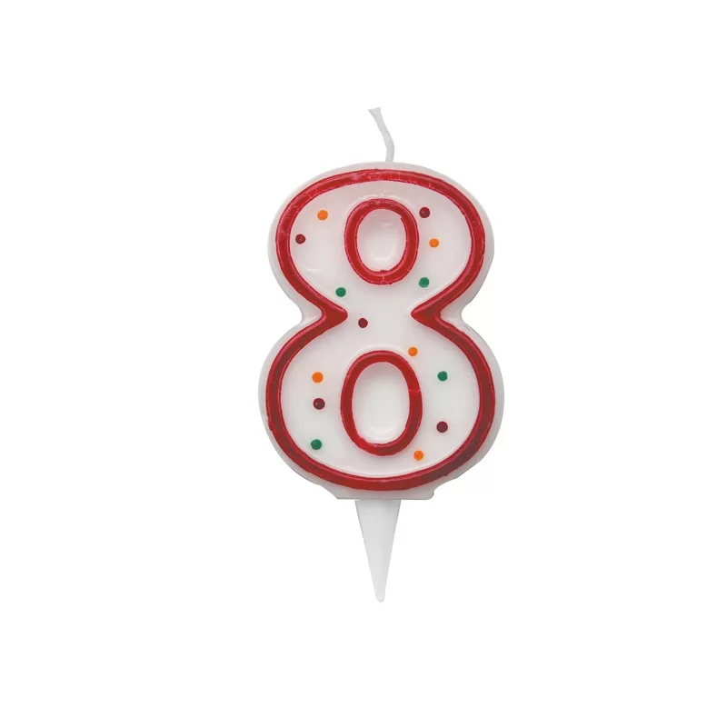 Candelina Zuccherino numero 8 - h. 8.5cm Big Party