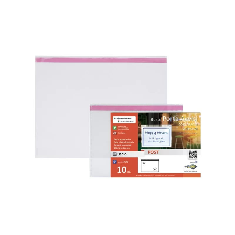 10 buste porta avvisi orizzontali POST A5 - 21x15 cm SEI ROTA