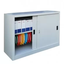 Armadio basso in metallo ad ante scorrevoli 120x45xH90cm Grigio Kub8