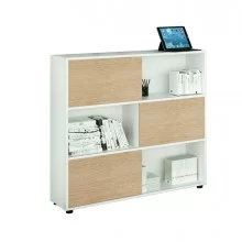 Libreria bassa a 3 ripiani ante scorr. 120X35cm H116cm BIANCO/ROVERE - Tetris