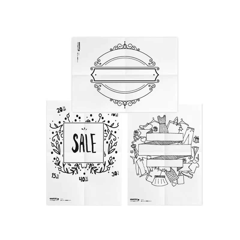 Set 3 stencil su foglio A2 a tema "SCONTI" Securit