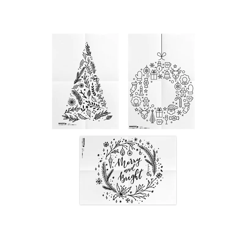 Set 3 stencil su foglio A2 a tema "NATALE" Securit