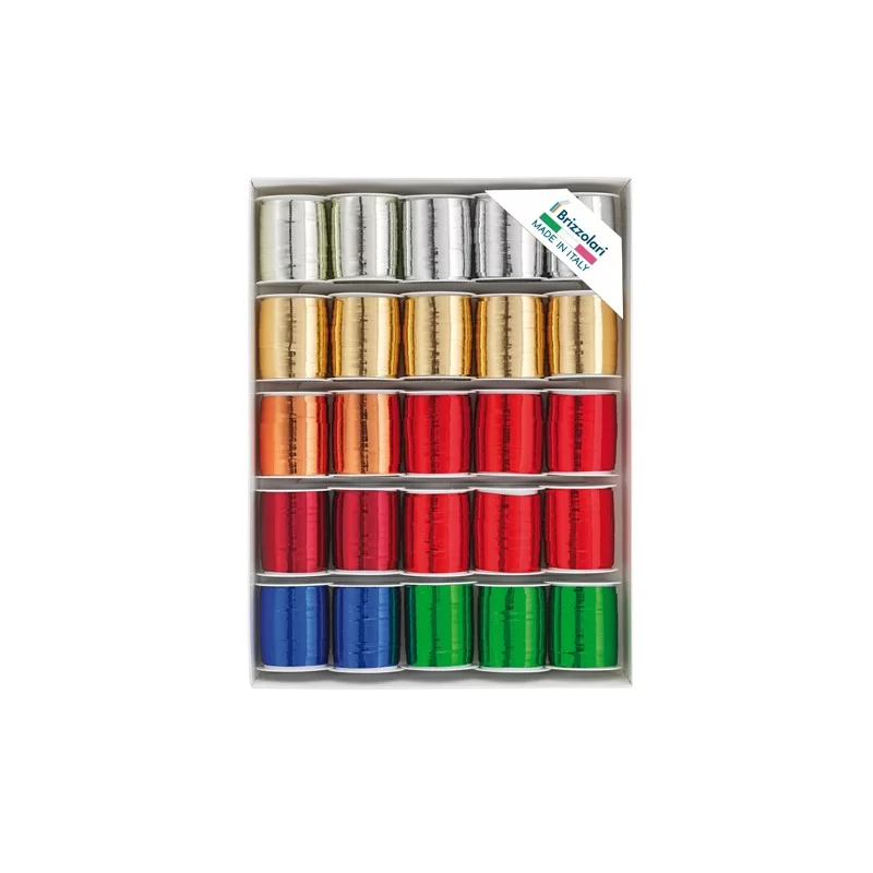 25 rocche nastro metal 6870 10mmx10mt colori assortiti Brizzolari