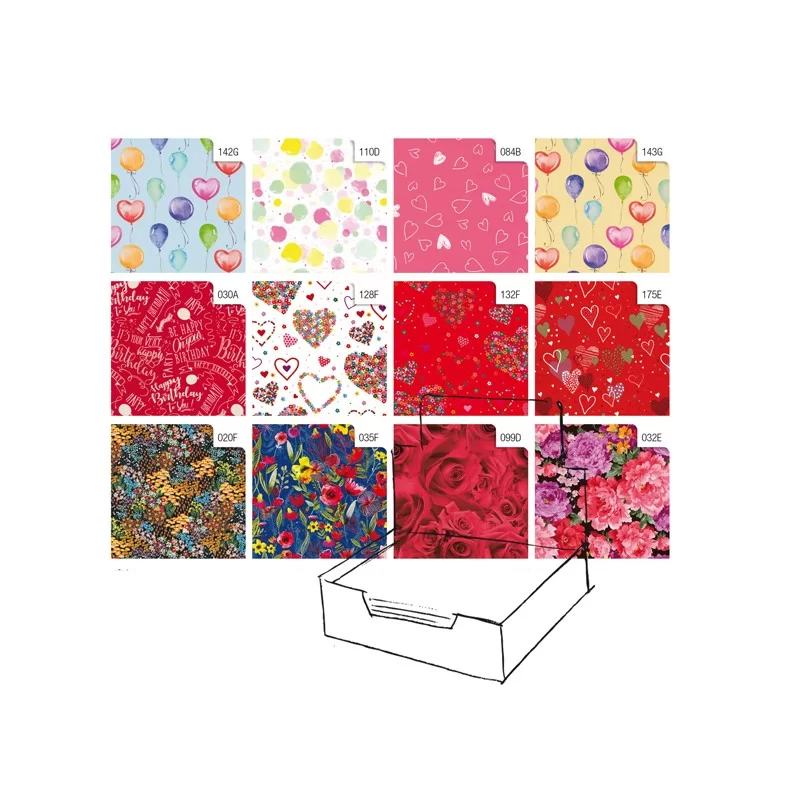 Scatola 100fg carta regalo Raso Fantasia 70X100cm Rex Sadoch