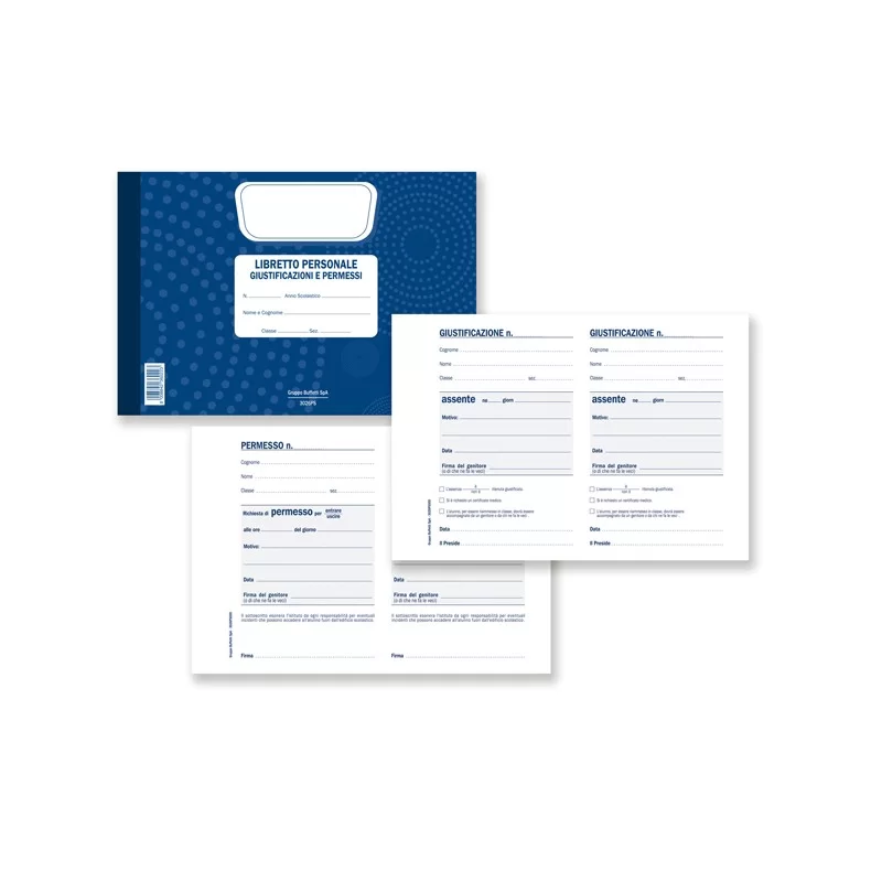 Blocco libretto delle giustificazioni 25copie 21,5x14,8cm 3026PS000G (Conf.10)
