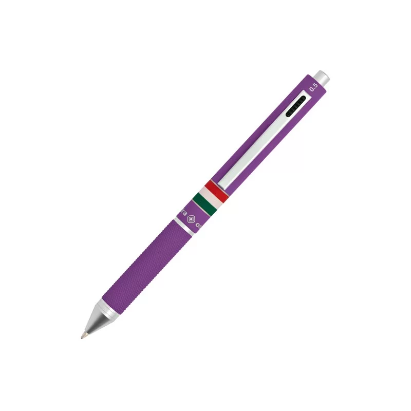 Penna sfera scatto multifunzione QUADRA fusto viola gommato Italia OSAMA