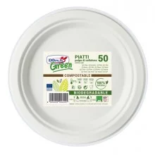 50 Piatti piani Ø220mm BIODEGRADABILI Dopla Green art.7757 FUORI CATALOGO