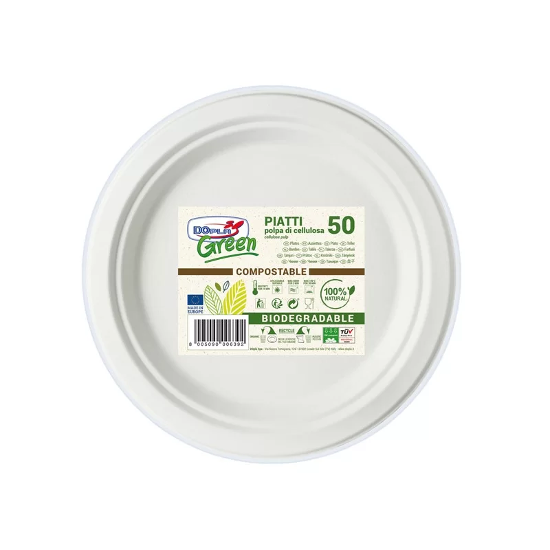 50 Piatti frutta Ø170mm BIODEGRADABILI Dopla Green art.7758 FUORI CATALOGO