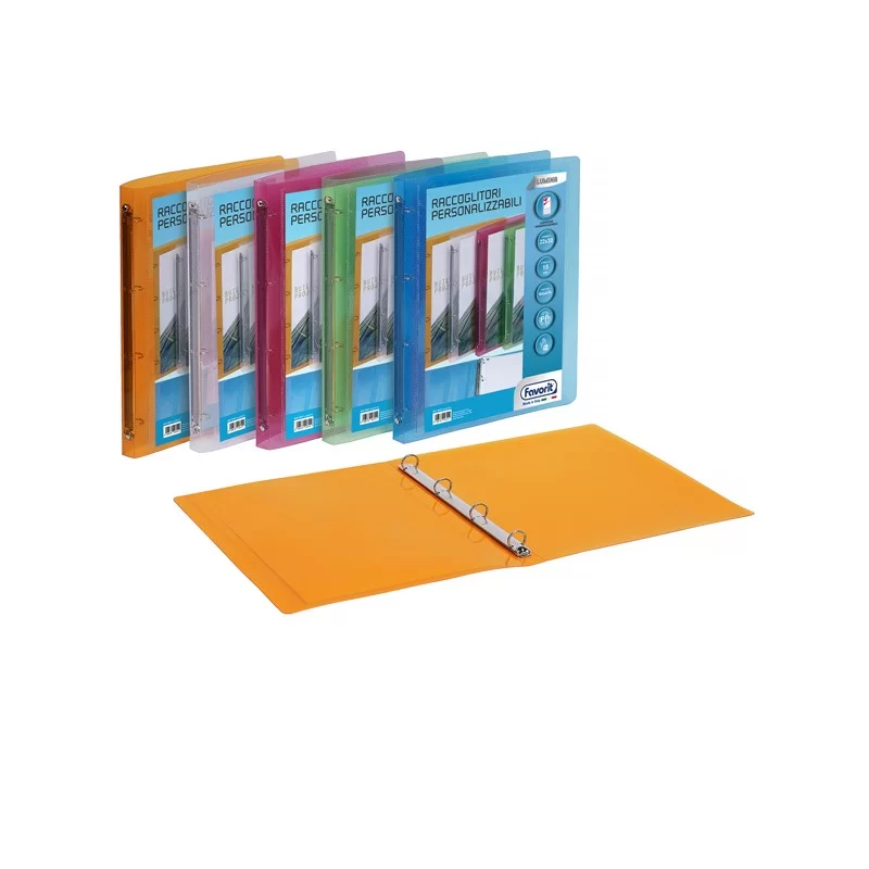 Racc. personalizzabile Lumina 22X30 4 anelli tondi D15 PP col.ass Favorit (Conf.20)