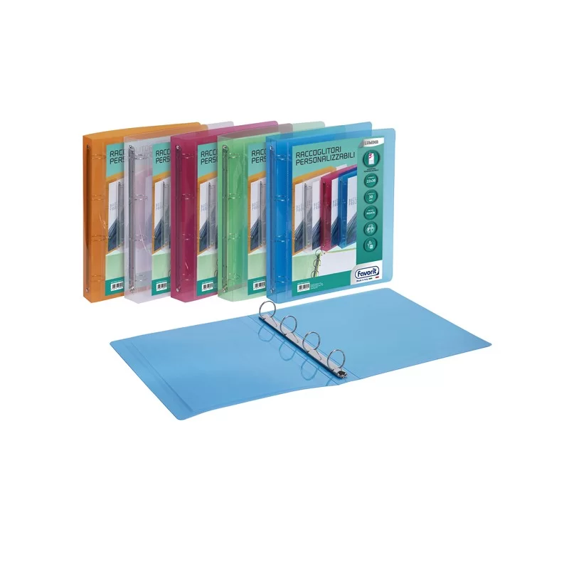 Racc. personalizzabile Lumina 22X30 4 anelli tondi D30 PP col. ass. Favorit (Conf.10)