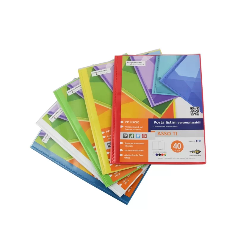 Portalistini personalizzabili Asso Ti 22x30cm 40 buste col.ass. Sei rota (Conf.12)