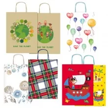 Shopper carta kraft c/manici in carta ritorta 16x21x8cm fantasie ass. Rex Sadoch (Conf.25)