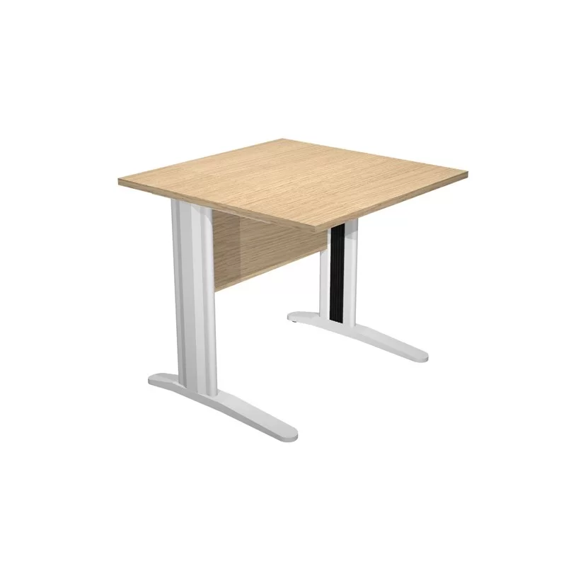 Scrivania lineare 80X80cm Rovere - fianchi vernic. effetto cromato EASY