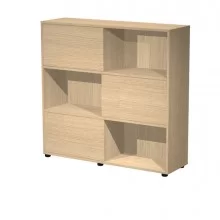 Libreria bassa a 3 ripiani ante scorr. 120X35cm H116cm ROVERE/ROVERE - Tetris