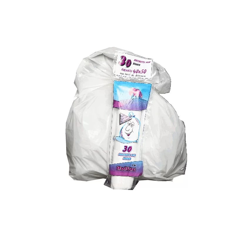 30 Sacchi bianchi bagno 40x50cm 15Lt 16µ Rolsac