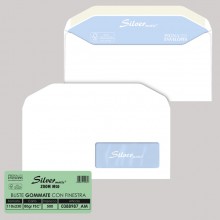 500 buste SILVER MATIC LUX FSC® gommata bianca c/finestra 110x230mm 80gr Pigna