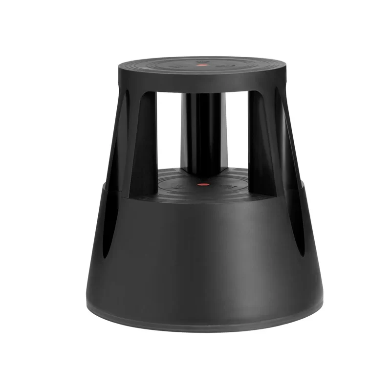 Sgabello Roll a step nero con ruote