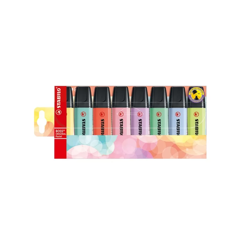 Astuccio 8 evidenziatori Stabilo Boss pastel 4+4 colori new