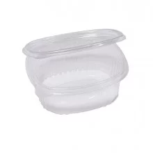 Pack 50 contenitori ovali in PET con coperchio incernierato 14x11,9cm Europack