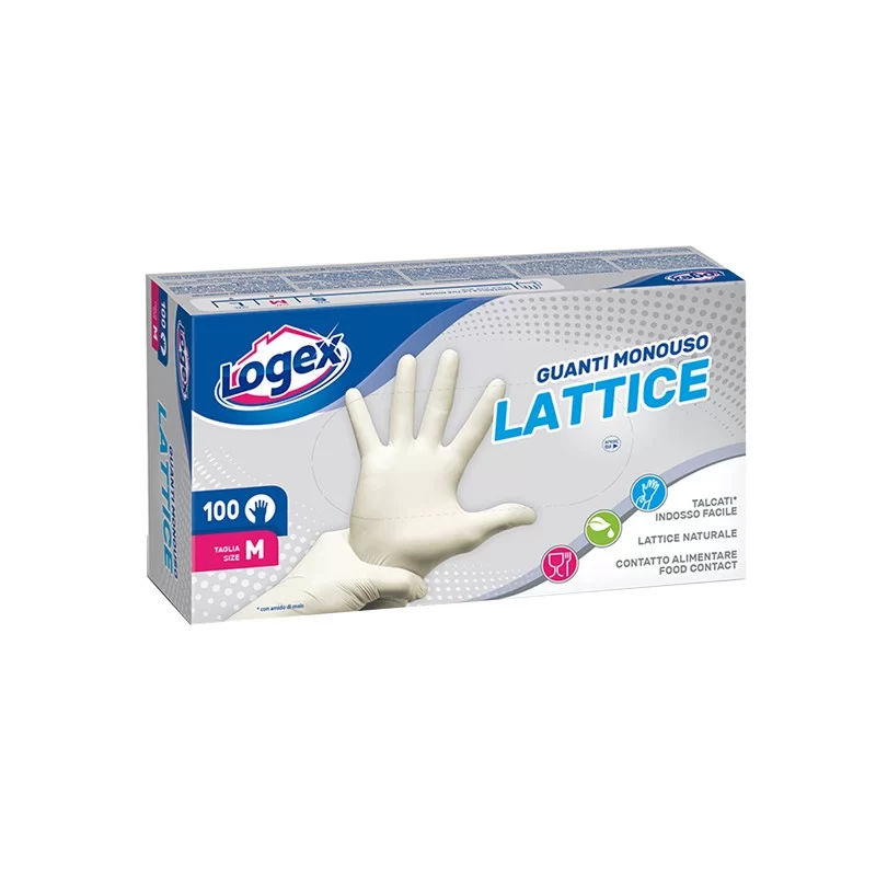 Scatola da 100 guanti monouso in lattice Tg. L Logex