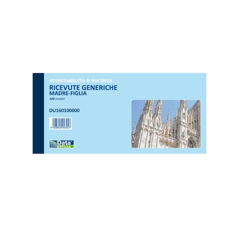 Blocco ricevute generiche madre-figlia 100 copie 10x21,5cm DU160100000 (Conf.5)