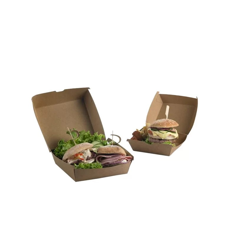 50 Scatole per hamburger in carta kraft 16x16x9cm Street Food Leone FUORI CATALOGO