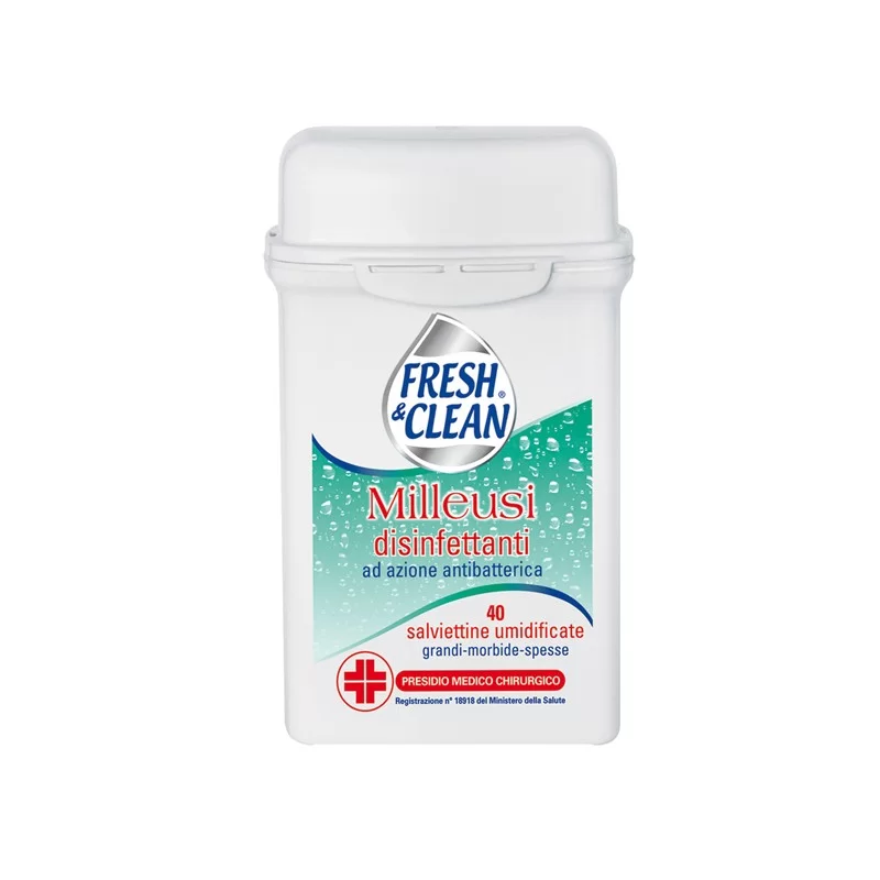 Barattolo da 40 Salviette disinfettanti milleusi con antibatterico FreshClean