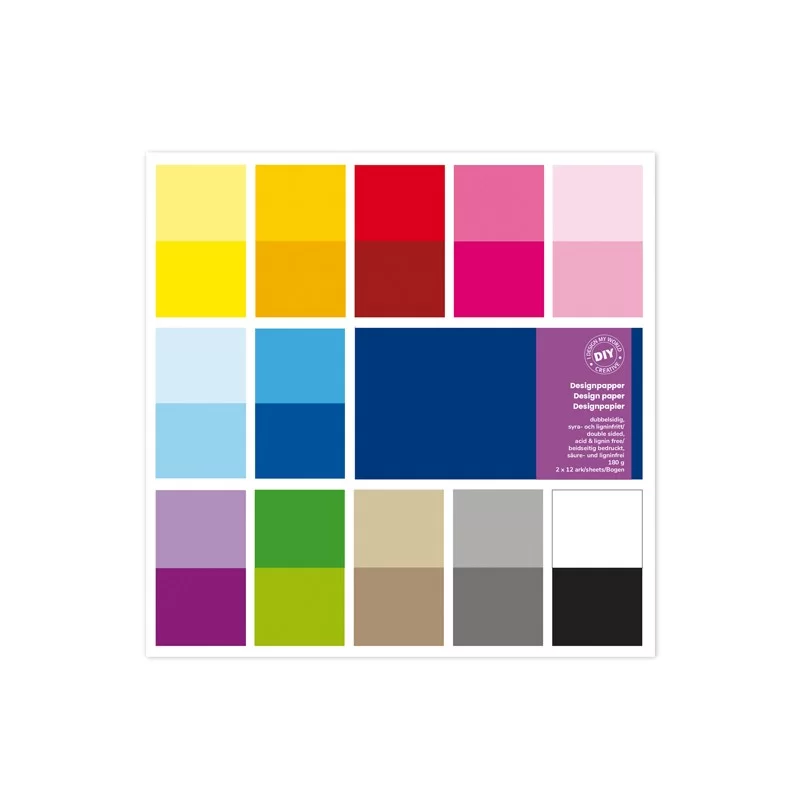 Busta 24 fg carta Scrapbooking 30,5x30,5cm 180gr/mq ass. Tinte e TonalitA' DECO