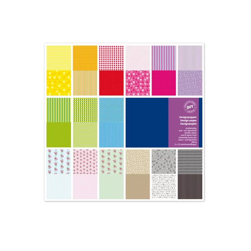 Busta 30 fg carta Scrapbooking 30,5x30,5cm 180gr/mq ass. Vichy DECO