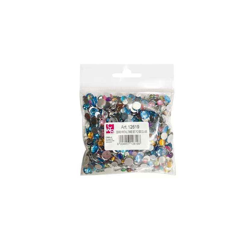 Busta 1000 pz Gemme Kristall tonde diam. 6/10 mm in colori assortiti DECO